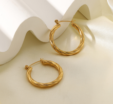 Load image into Gallery viewer, Twist Gold Hoop Earrings
