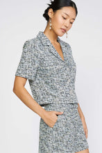 Load image into Gallery viewer, Pearl Trim Short Sleeve Cropped Tweed Set
