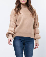 Load image into Gallery viewer, Mock Neck Bubble Sleeve Oversized Knit Sweater
