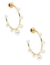 Load image into Gallery viewer, Embellished Pearl Hoop Earrings
