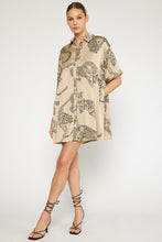 Load image into Gallery viewer, Cheetah Satin Button Up Mini Dress
