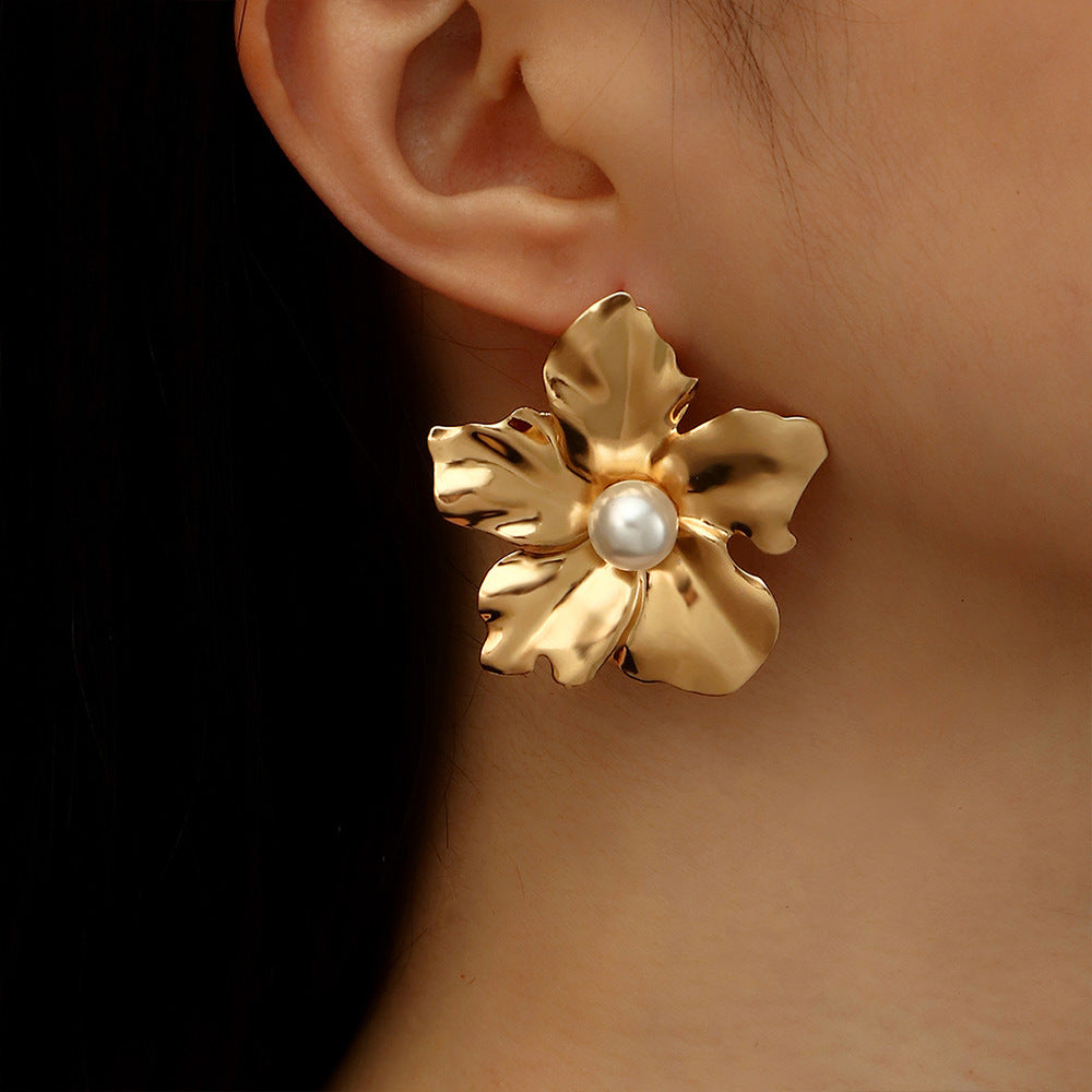 Mademoiselle Flower Pearl Statement Earrings