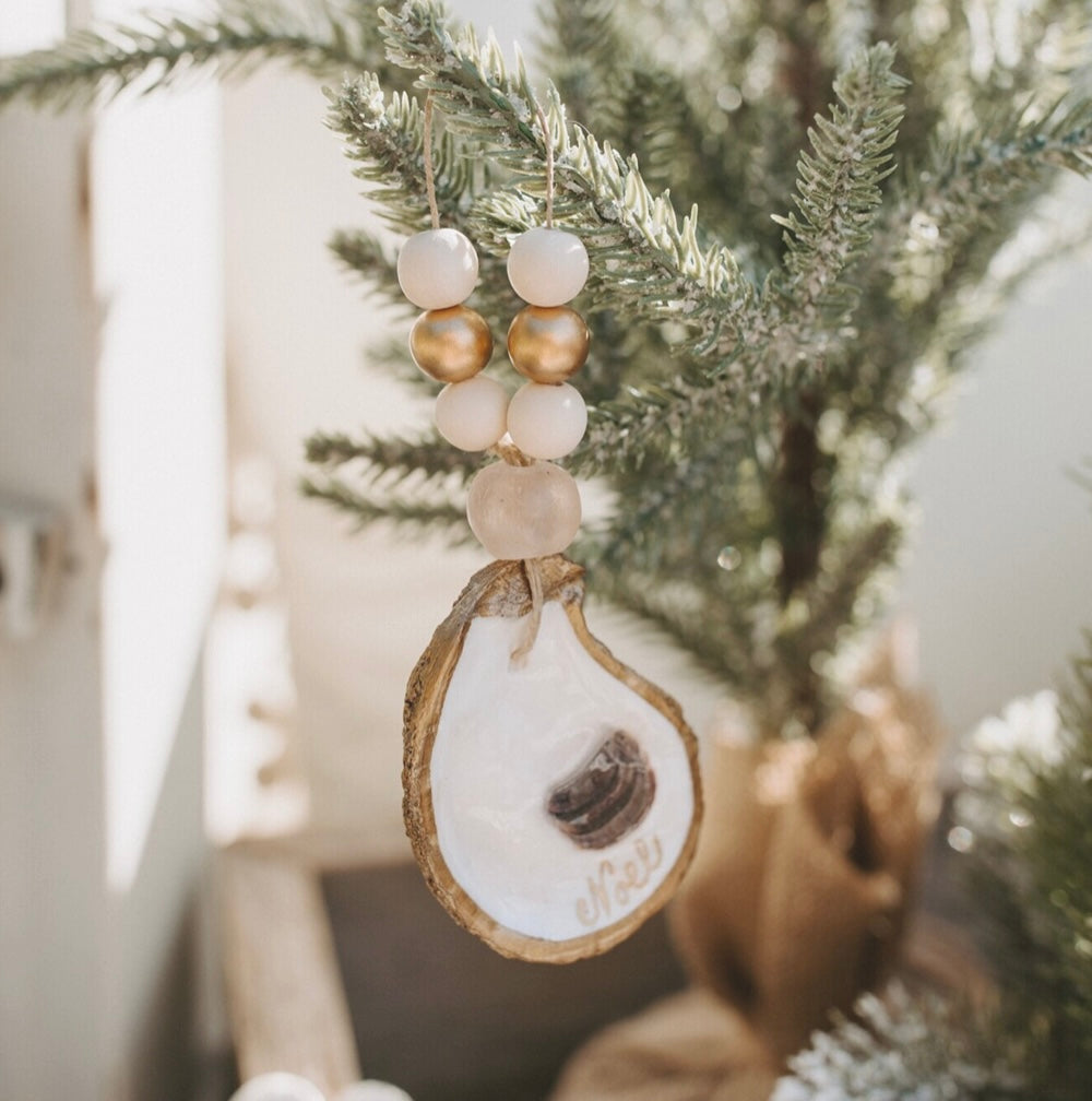 Custom Gilded Oyster Shell Ornament