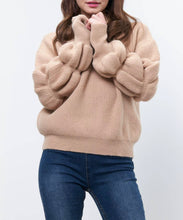 Load image into Gallery viewer, Mock Neck Bubble Sleeve Oversized Knit Sweater
