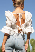 Load image into Gallery viewer, White Ruffle Lace Crop Top

