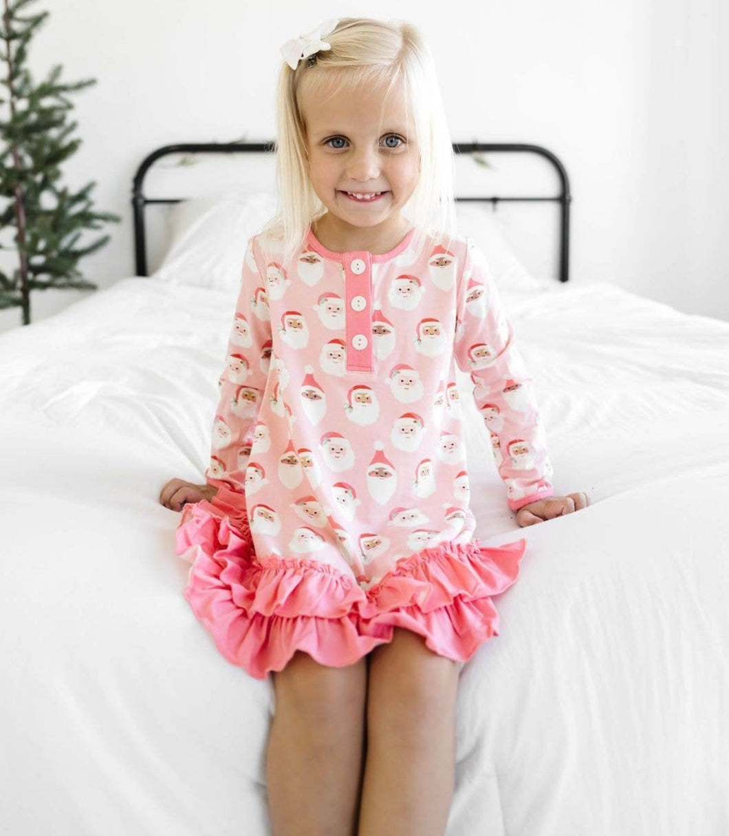 Ruffled Lounge Santa Pajama Dress