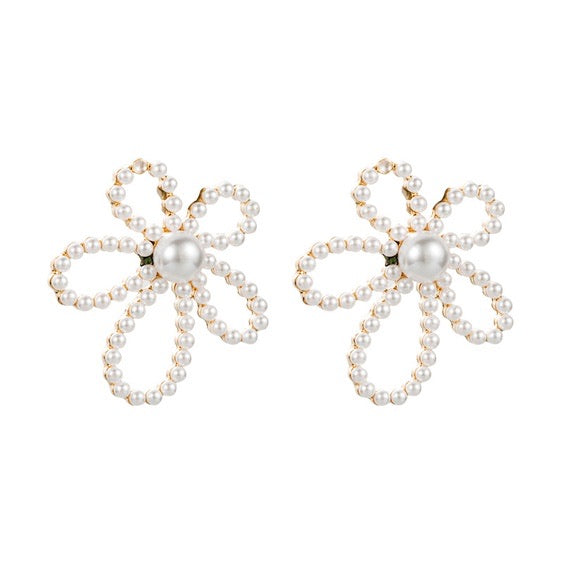 Pearl Flower Statement Earrings