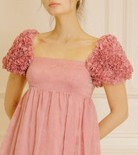 Load image into Gallery viewer, Rosette Ruffled Sleeve Midi Babydoll Dress
