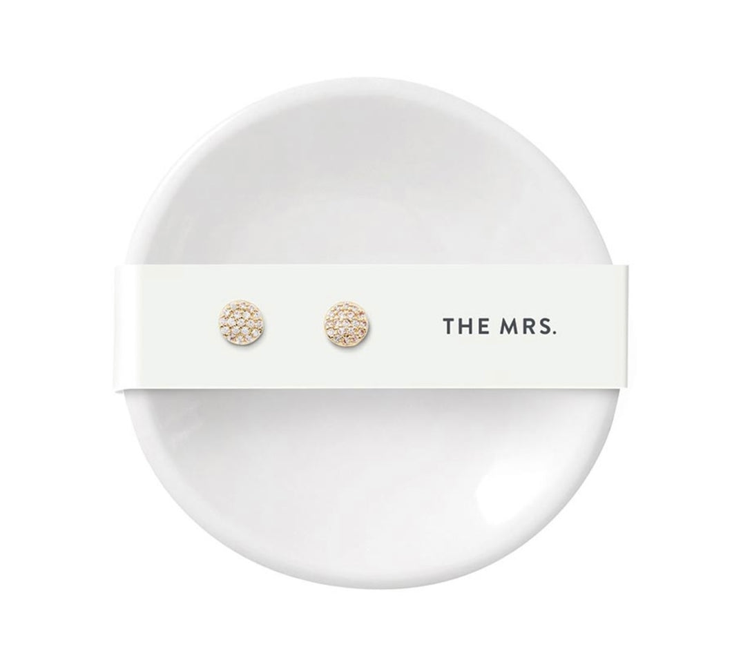 The Mrs. Earrings & Ceramic Ring Dish Set