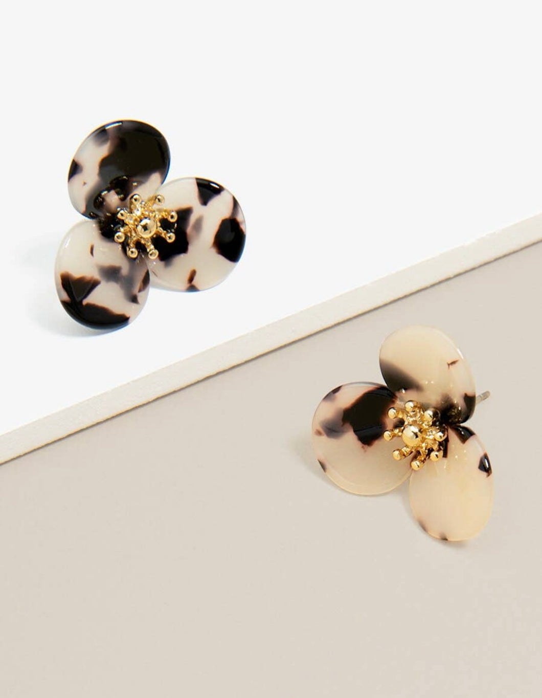 Tortoise Lotus Stud Earrings