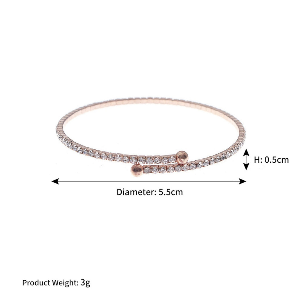 Thin Zircon Rhinestone Stretch Wrap Bracelet