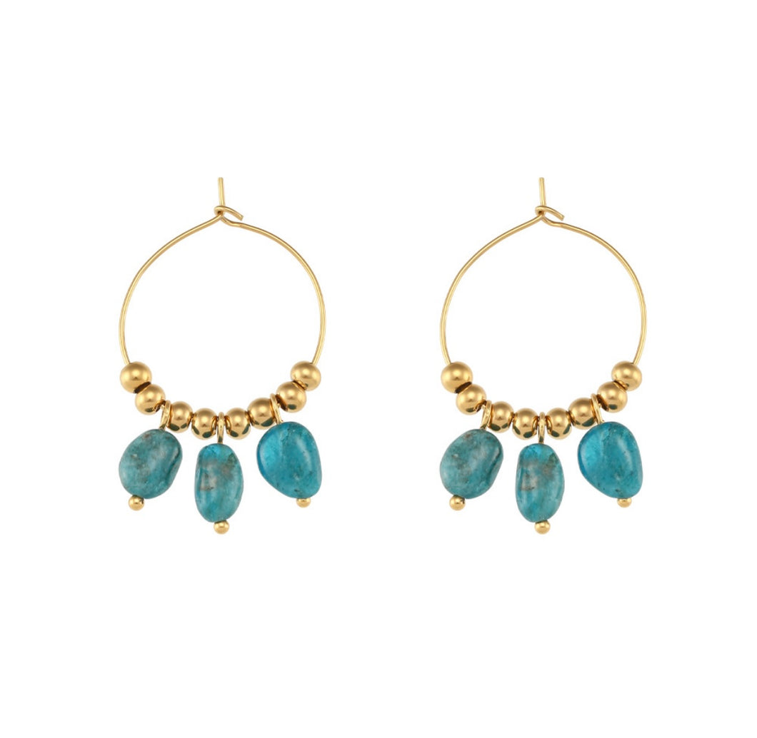 Vintage Natural Stone Circle Earrings