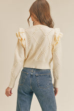 Load image into Gallery viewer, Pretty In White Ruffled Cardigan Sweater
