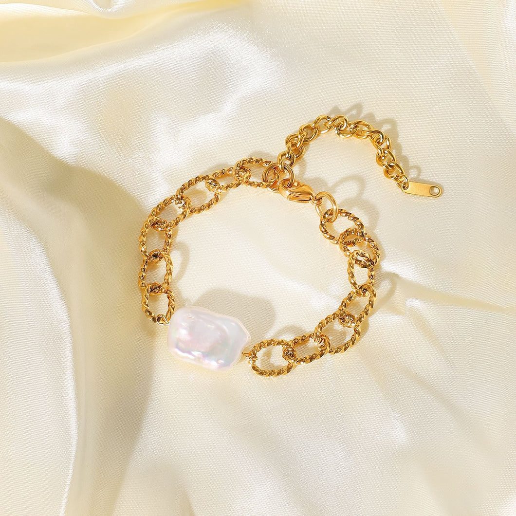 Baroque Pearl Chain Link Bracelet