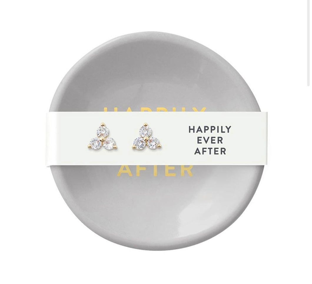 Happily Ever After Earrings & Ceramic Ring Dish Set