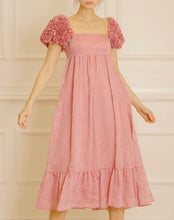 Load image into Gallery viewer, Rosette Ruffled Sleeve Midi Babydoll Dress

