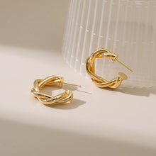 Load image into Gallery viewer, Thick Gold Twist C-shaped Hoop Earrings
