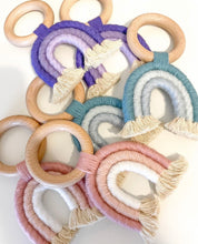 Load image into Gallery viewer, Macrame Rainbow Wooden Teether
