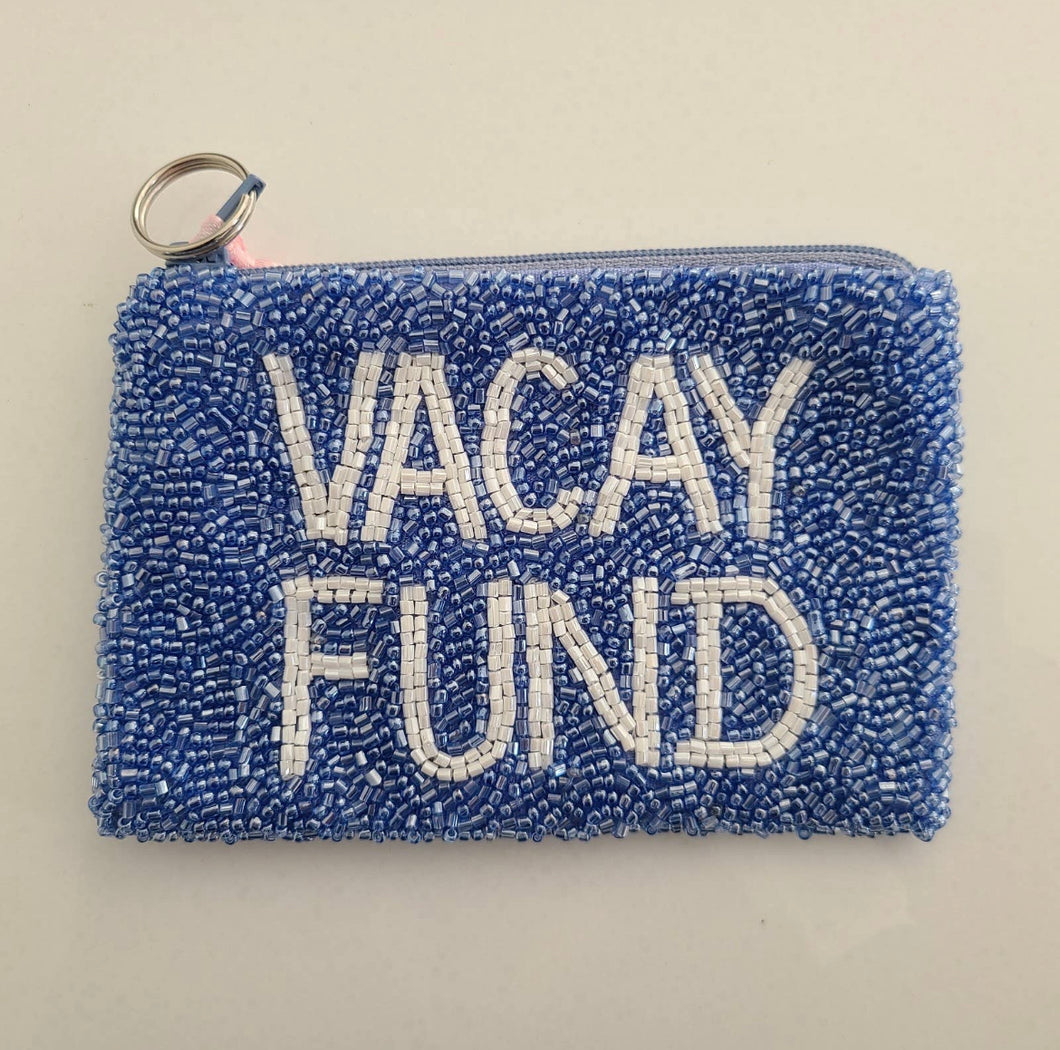 Vacay Fund Zip Beaded Pouch