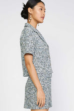 Load image into Gallery viewer, Pearl Trim Short Sleeve Cropped Tweed Set
