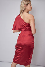 Load image into Gallery viewer, Wine One Shoulder Dress
