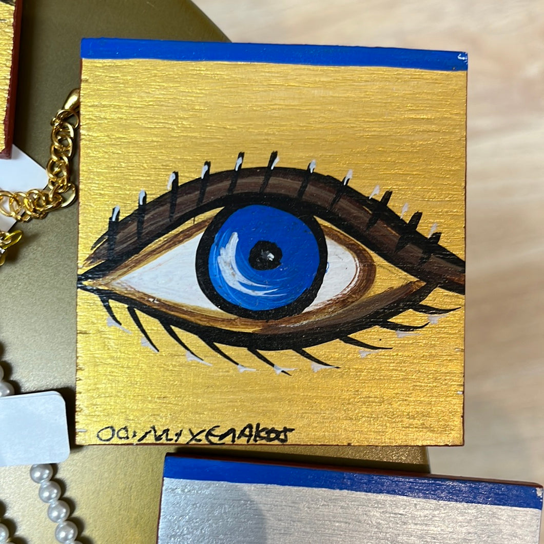 Evil Eye Hand-Painted Wooden Magnet