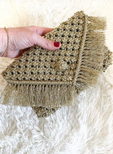 Load image into Gallery viewer, Gold Metallic Macrame Clutch
