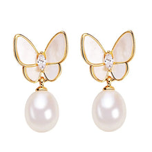 Load image into Gallery viewer, The PLP Butterfly Pearl Drop Earrings

