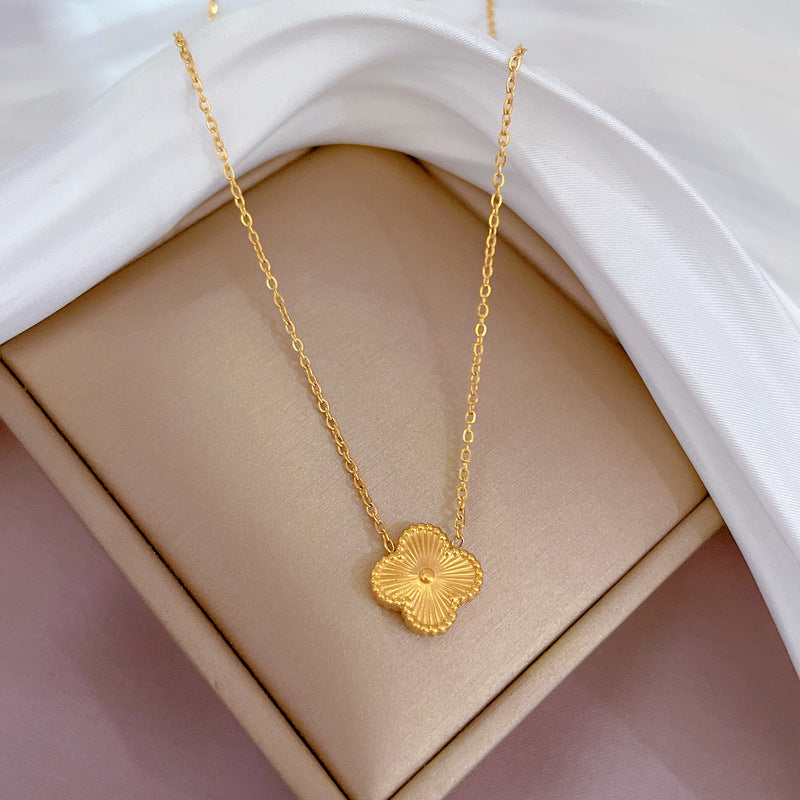 All Gold Clover Pendant Necklace