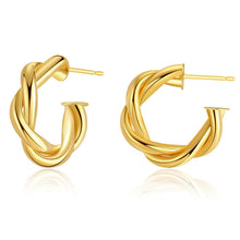 Load image into Gallery viewer, Thick Gold Twist C-shaped Hoop Earrings
