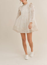 Load image into Gallery viewer, Embroidered Floral Lace Ruffle Mini Dress
