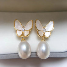 Load image into Gallery viewer, The PLP Butterfly Pearl Drop Earrings
