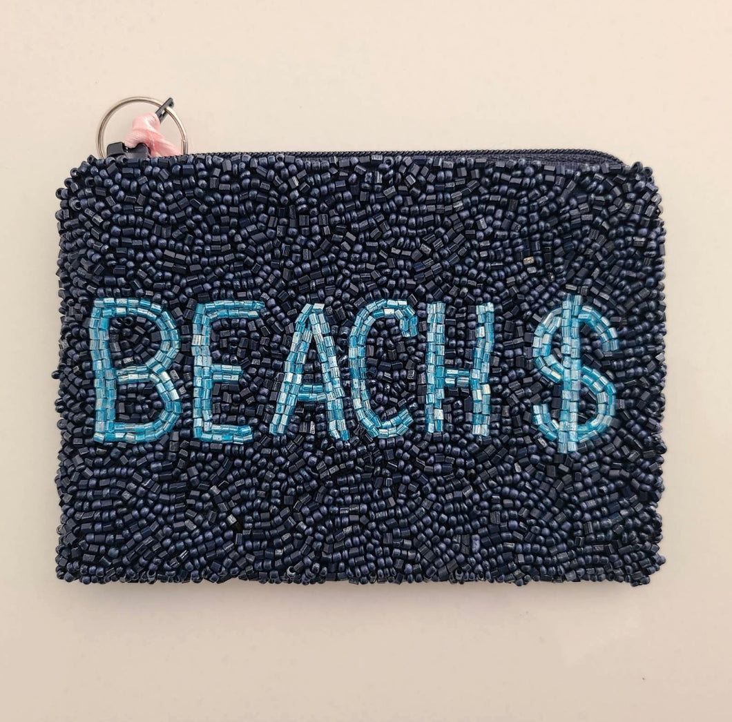 Beach $ Zip Beaded Pouch
