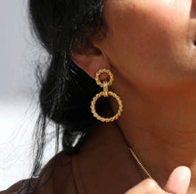 Load image into Gallery viewer, Statement Gold Rope Drop Earrings
