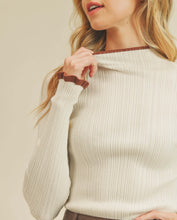 Load image into Gallery viewer, Contrast Edge Turtleneck Long Sleeve Knit Top
