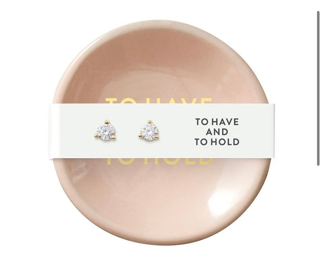To Have & Hold Earrings & Ceramic Ring Dish Set