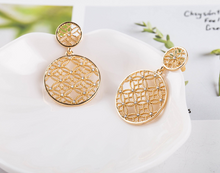 Load image into Gallery viewer, Delicate Floral Lace Pattern Statement Earrings
