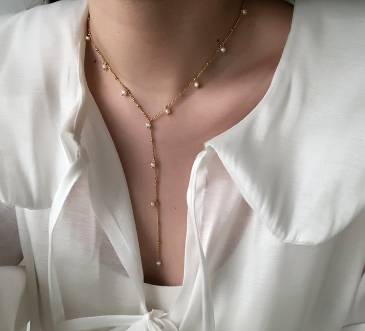 Lariat Pearl Shaker Necklace