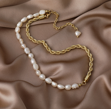 Load image into Gallery viewer, Half/Half Pearl Rope Chain Necklace
