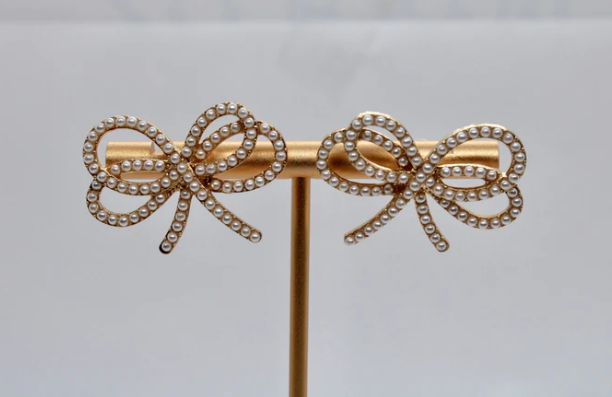 Pearl Double Bow Earrings