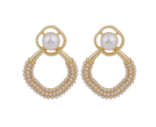 Load image into Gallery viewer, Elegant Pearl Square Statement Earrings
