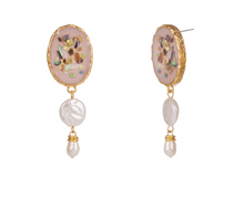 Load image into Gallery viewer, Pink Mosaic Pearl Drop Earrings
