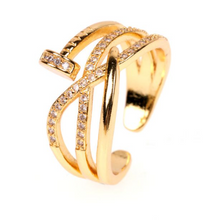 Load image into Gallery viewer, Nail Criss Cross Gold Ring
