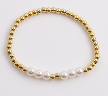 Load image into Gallery viewer, Gold Beaded Evil Eye Pearl Bracelet
