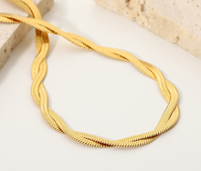 Load image into Gallery viewer, Gold Criss Cross Snake Chain Necklace
