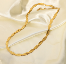 Load image into Gallery viewer, Gold Criss Cross Snake Chain Necklace
