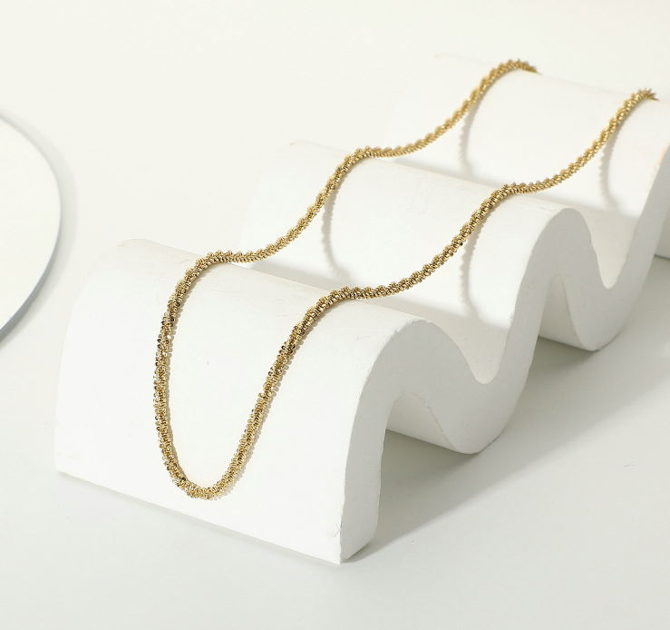 Sparkle Twisted Chain Gold Necklace