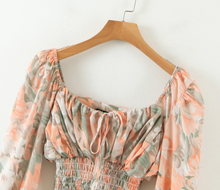 Load image into Gallery viewer, Lace Up To Gather Waist Floral Top
