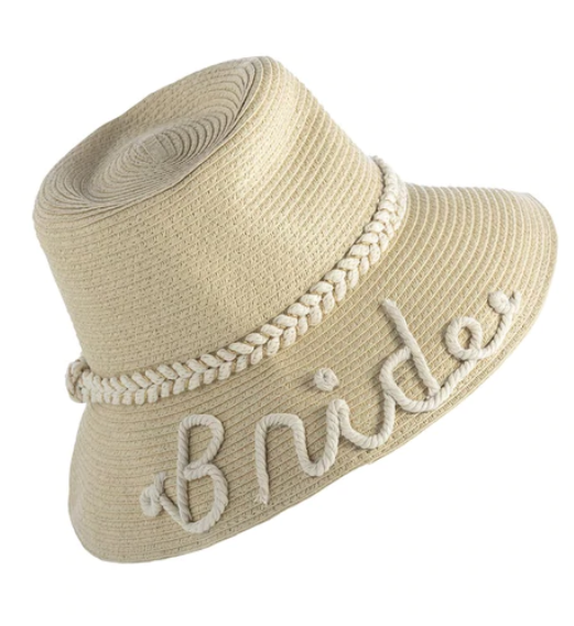 Bride Natural Straw Bucket Hat