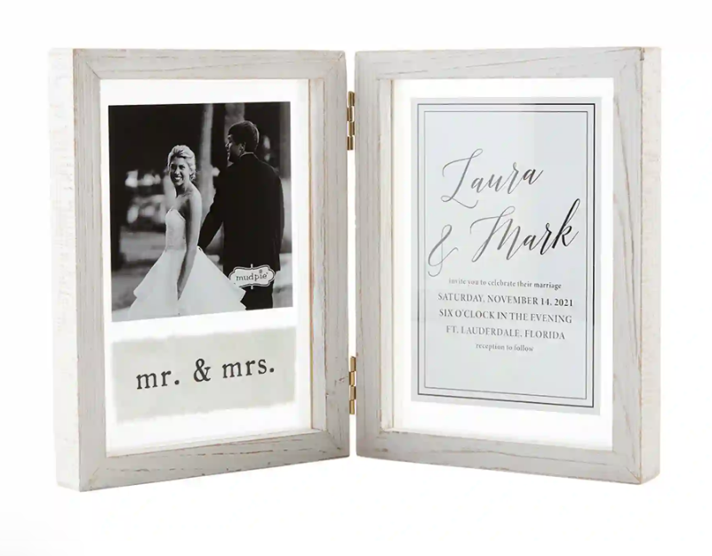 Mr. & Mrs. Wedding Invitation Hinged Picture Frame